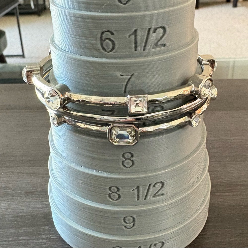 Silver Crystal Bezel Bangle Bracelet Set - Picture 6 of 6